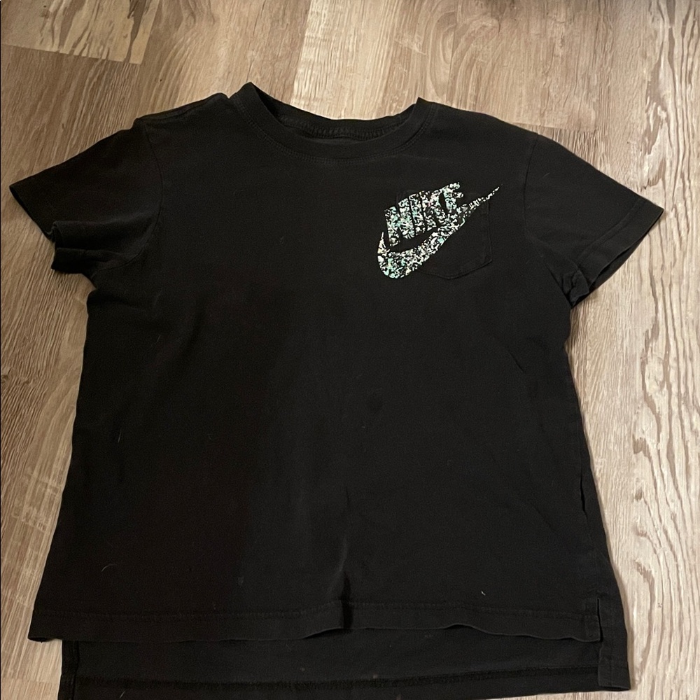 Nike Kids Black Tee with colorful Logo